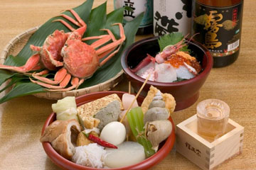 塩味おでん、山さんおすすめ海鮮丼など
