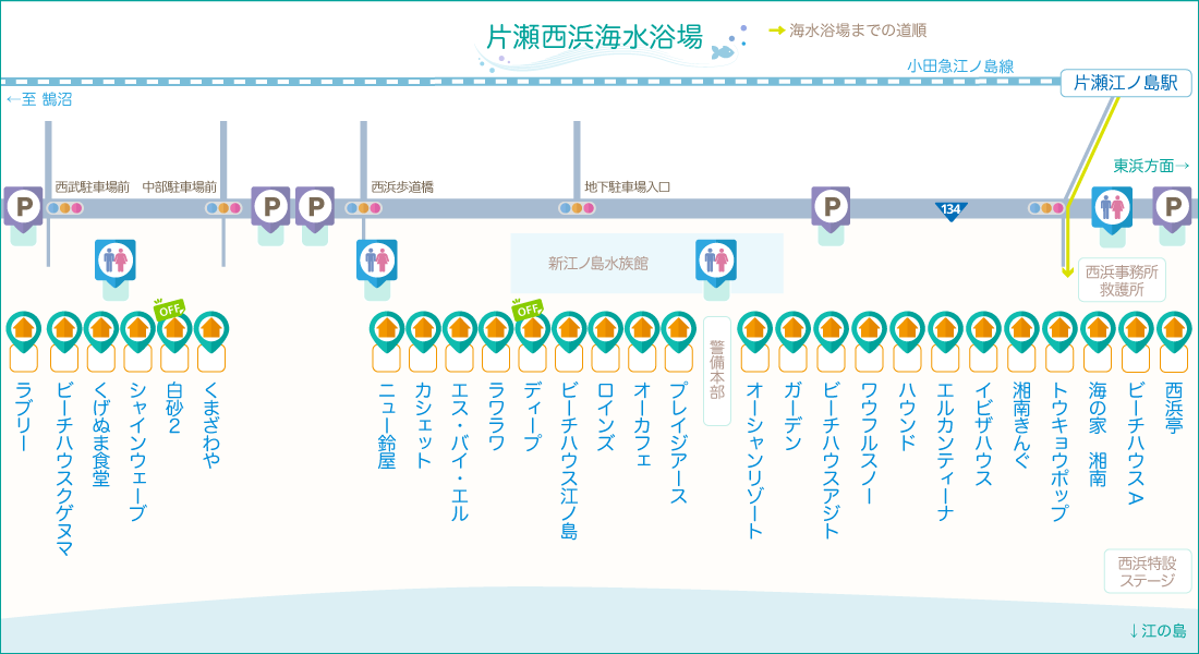 片瀬西浜海水浴場MAP